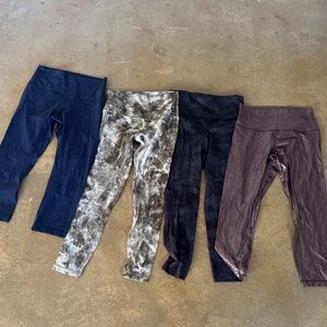 All 4 lululemon athletica Kids Leggings in Blue, Brown metallic Black camo, tie